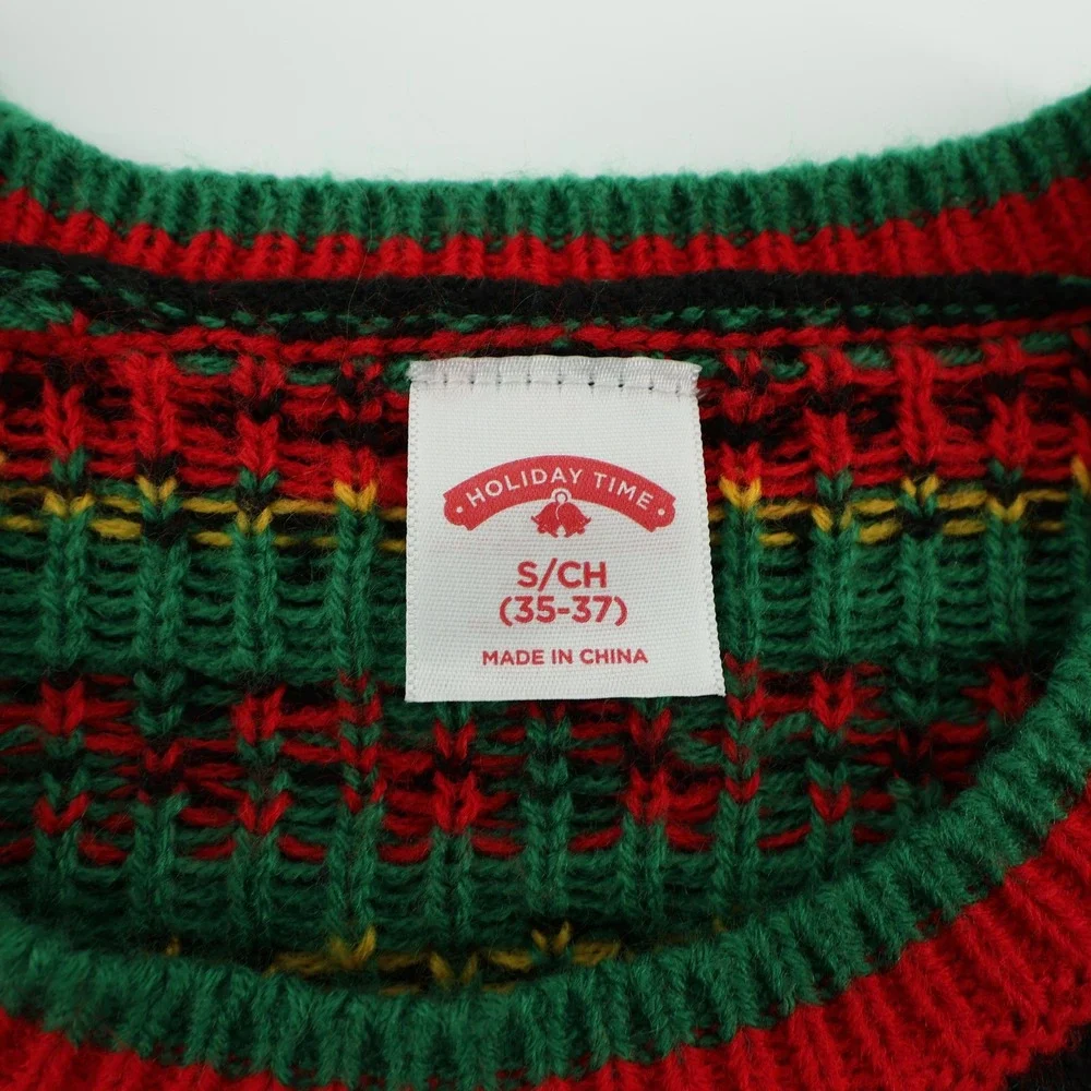 Holiday Time Womens Ugly Christmas Sweater Present Gift Black‎ Red Small
